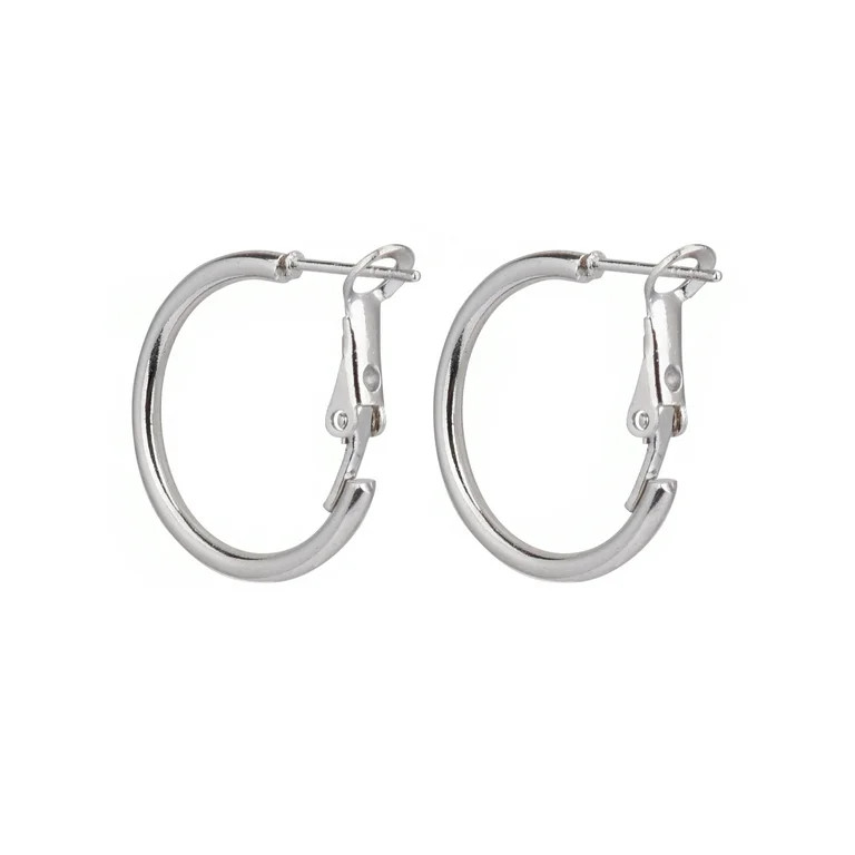 Time and Tru Adult Women's Silver Tone Small Metal Hoop Earring | Walmart (US)