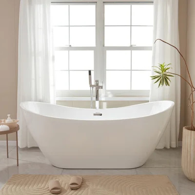 Ophelia Freestanding Soaking Acrylic Bathtub | Wayfair North America