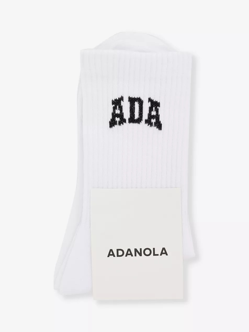 Brand-Intarsia Ribbed Stretch Cotton-Blend Socks | Selfridges