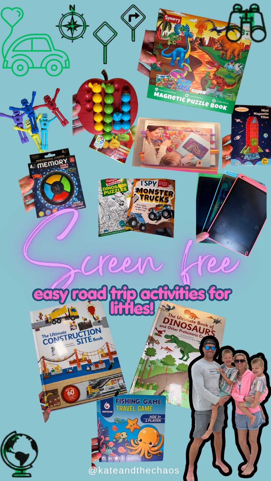 All tried & true activities we packed in the car for our 36 hour roadtrip with our 3 & 5 year olds —- all screen free!!! For reference - we don’t do tablets or phone time at all! Also packed lots of books and coloring books! 

#LTKTravel #LTKmomlife #LTKKids