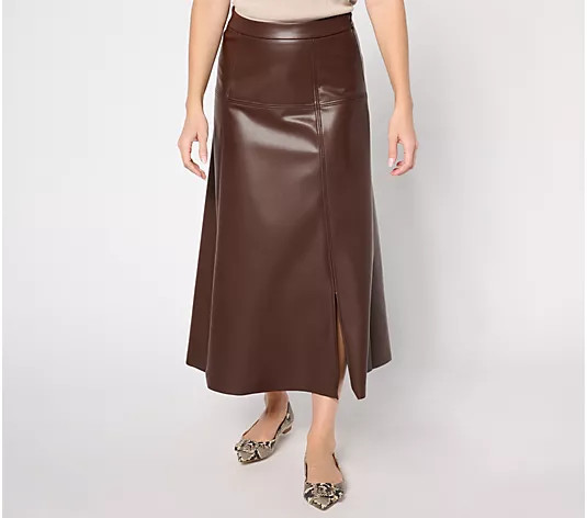 Peace Love World Black Label Regular Faux Leather A-Line Skirt - QVC.com | QVC