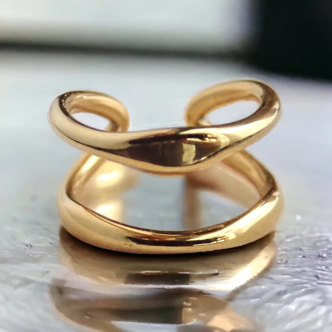 Thick Thin Gold Band Ring, Minimalist WATERPROOF Jewelry, Gold Statement Ring,no Tarnish Stacking... | Etsy (US)