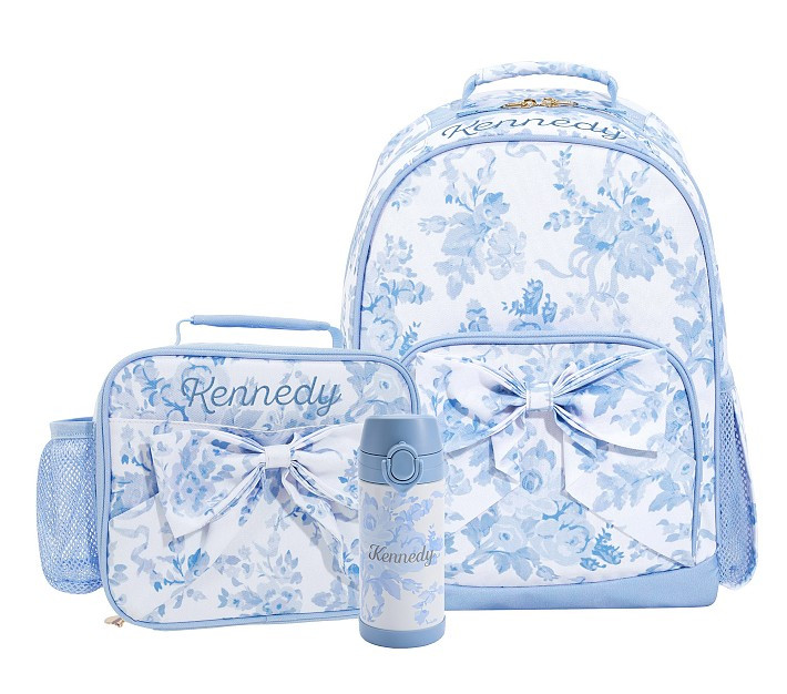 LoveShackFancy Blue Damask Floral Mackenzie Backpack & Lunch Bundle, Set of 3 | Pottery Barn Kids