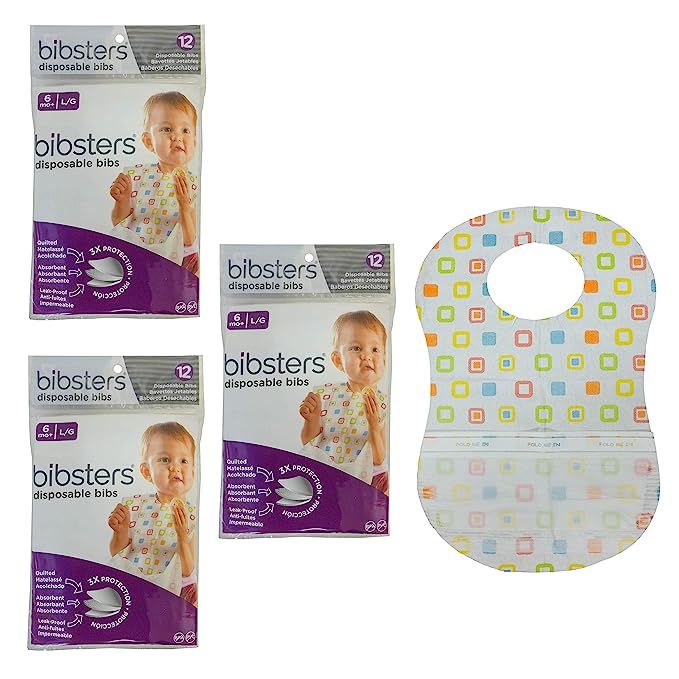Bibsters by Neat Solutions Large Disposable Bibs with Patented Crumb-Catcher, Leak Proof Liner, a... | Amazon (US)