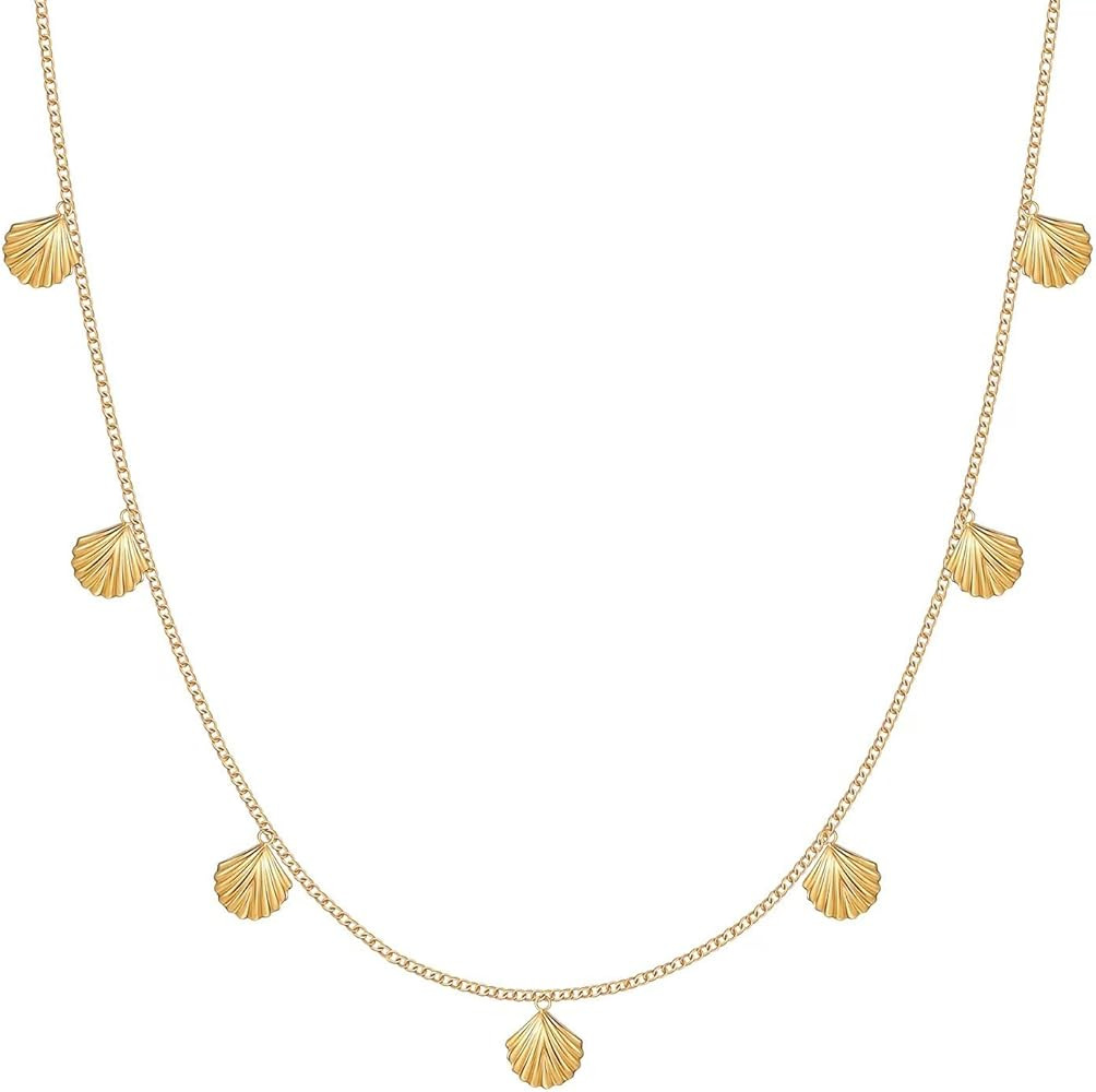 Shell Necklace - Beach Jewelry for Women, Charm Necklace - Gold Necklace for Women, Surfer Girl A... | Amazon (US)