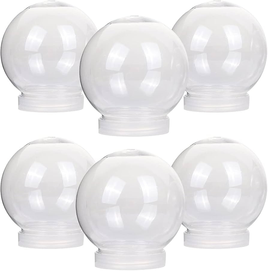 Aweyka 6 Pieces DIY Snow Globe Water Globe 3.6 Inch Clear PET Plastic with Screw Off Cap for DIY ... | Amazon (US)