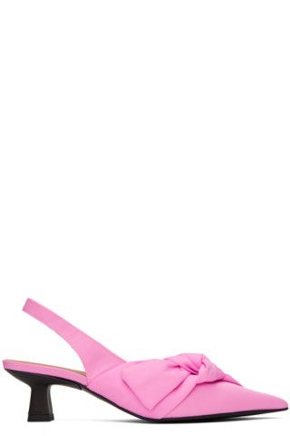 Pink Soft Bow Slingback Heels | SSENSE