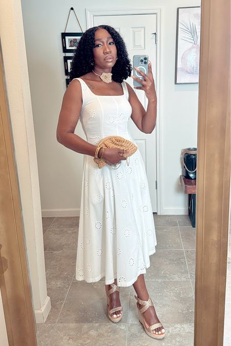 Give it up for another white dress moment. Obsessed with the eyelet details on this one. I went with neutral accessories for a vacation look. 
Wearing a size small.


#LTKtravel #LTKfindsunder50 #LTKstyletip