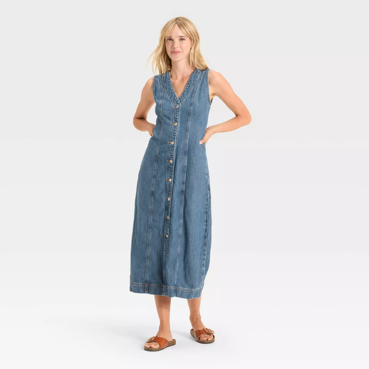 Women's Denim Button-Down Ankle Dress - Universal Thread™ | Target