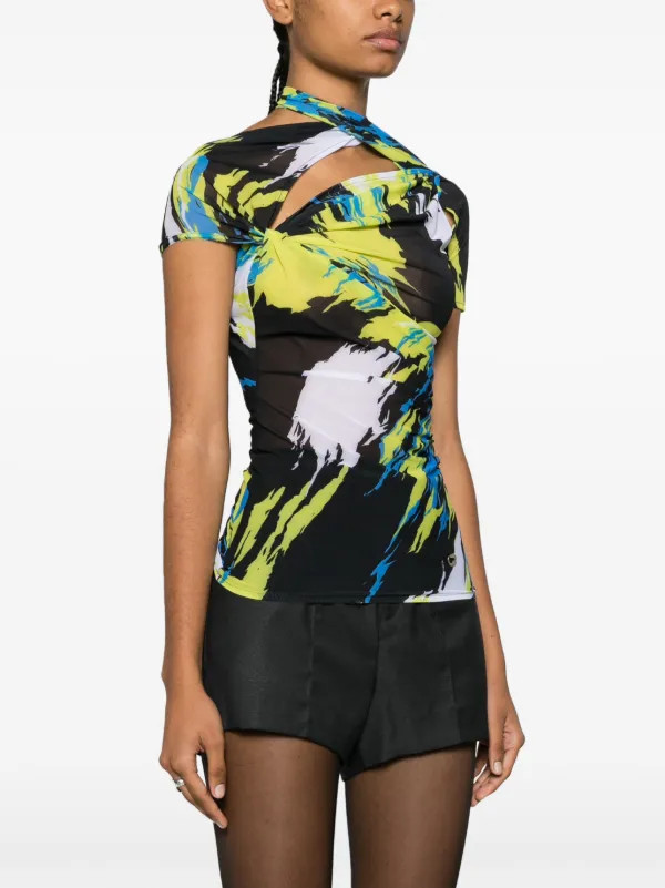 Coperni semi-sheer graphic-print Dress - Farfetch | Farfetch Global
