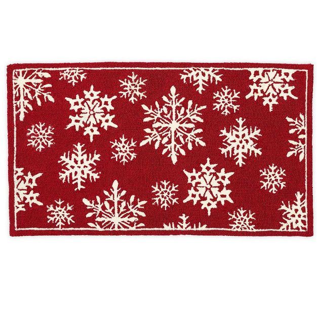 Plow & Hearth - Snowflakes Holiday Hooked Indoor / Outdoor Accent Rug | Target