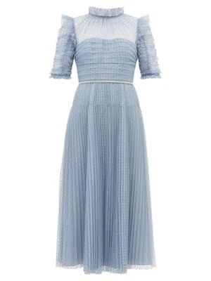 Crystal-embellished pleated polka-dot tulle dress | Matches (US)