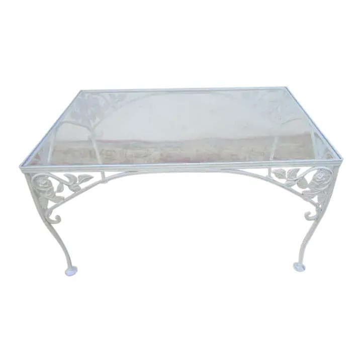 Vintage Russell Woodard Style White Patio Coffee Table | Chairish