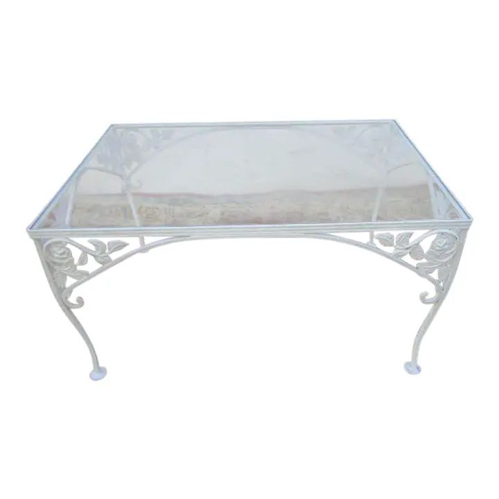 Vintage Russell Woodard Style White Patio Coffee Table | Chairish