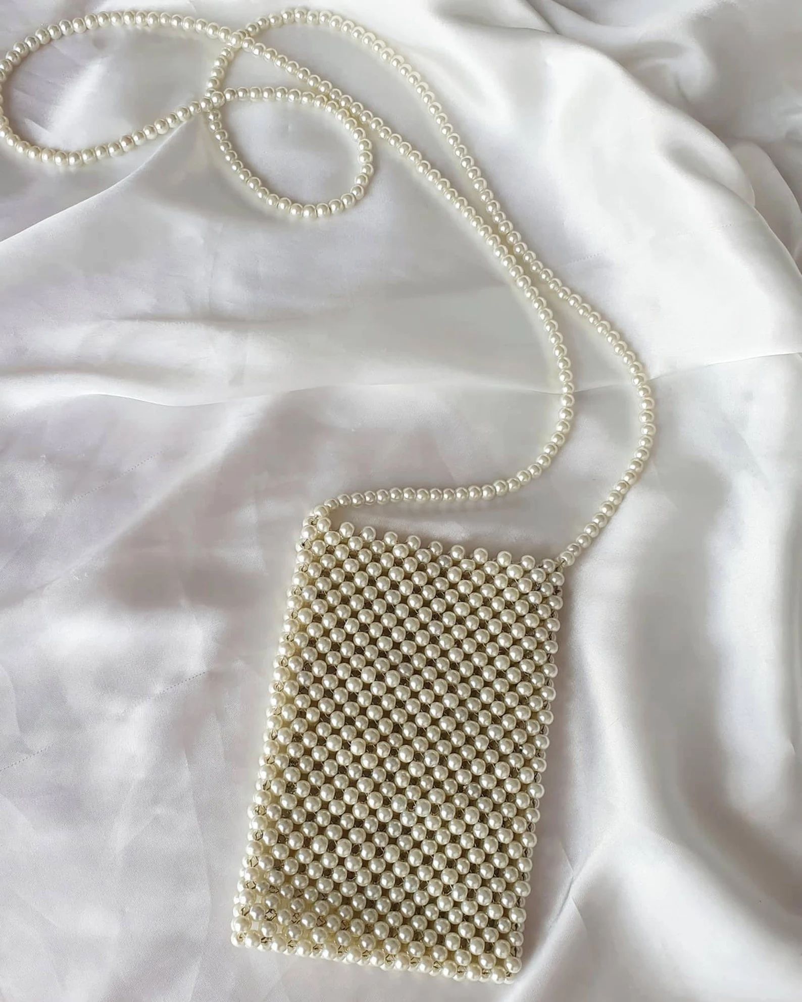 Pearl Phone Case , Handmade Glass Beaded Sling Bag , Beaded Purse , Crossbody Phone Bag , Iphone ... | Etsy (US)