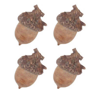 Decorative Acorn Figurines (Set of 4) – Rustic Fall Acorn Décor for Tabletop, Shelf & Seasonal Styling, 5 | Wayfair North America