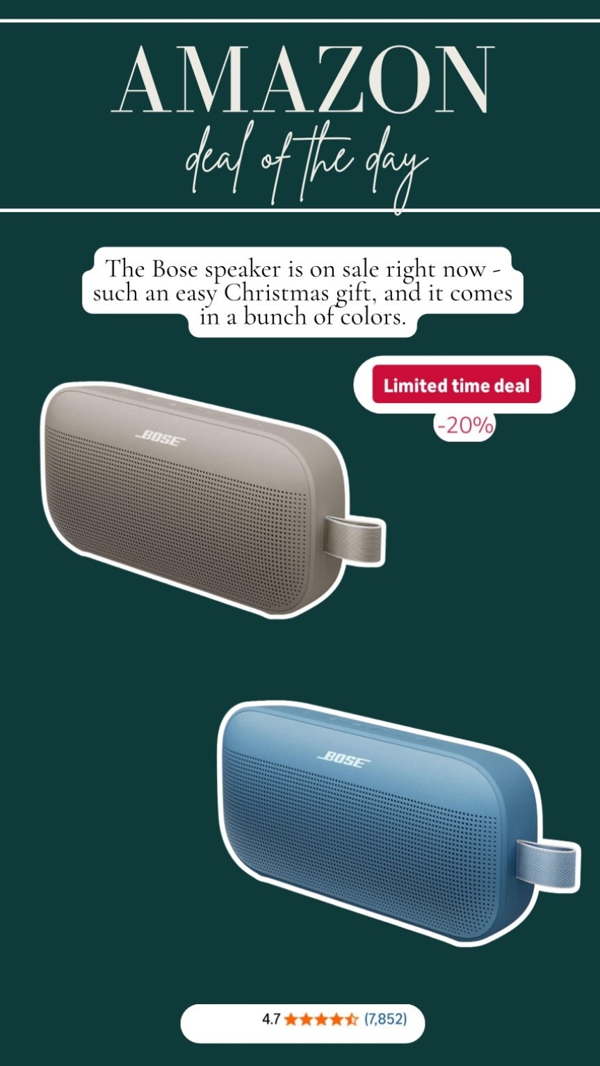 Amazon deal of the day ✨



#LTKGiftGuide #LTKHoliday #LTKSaleAlert