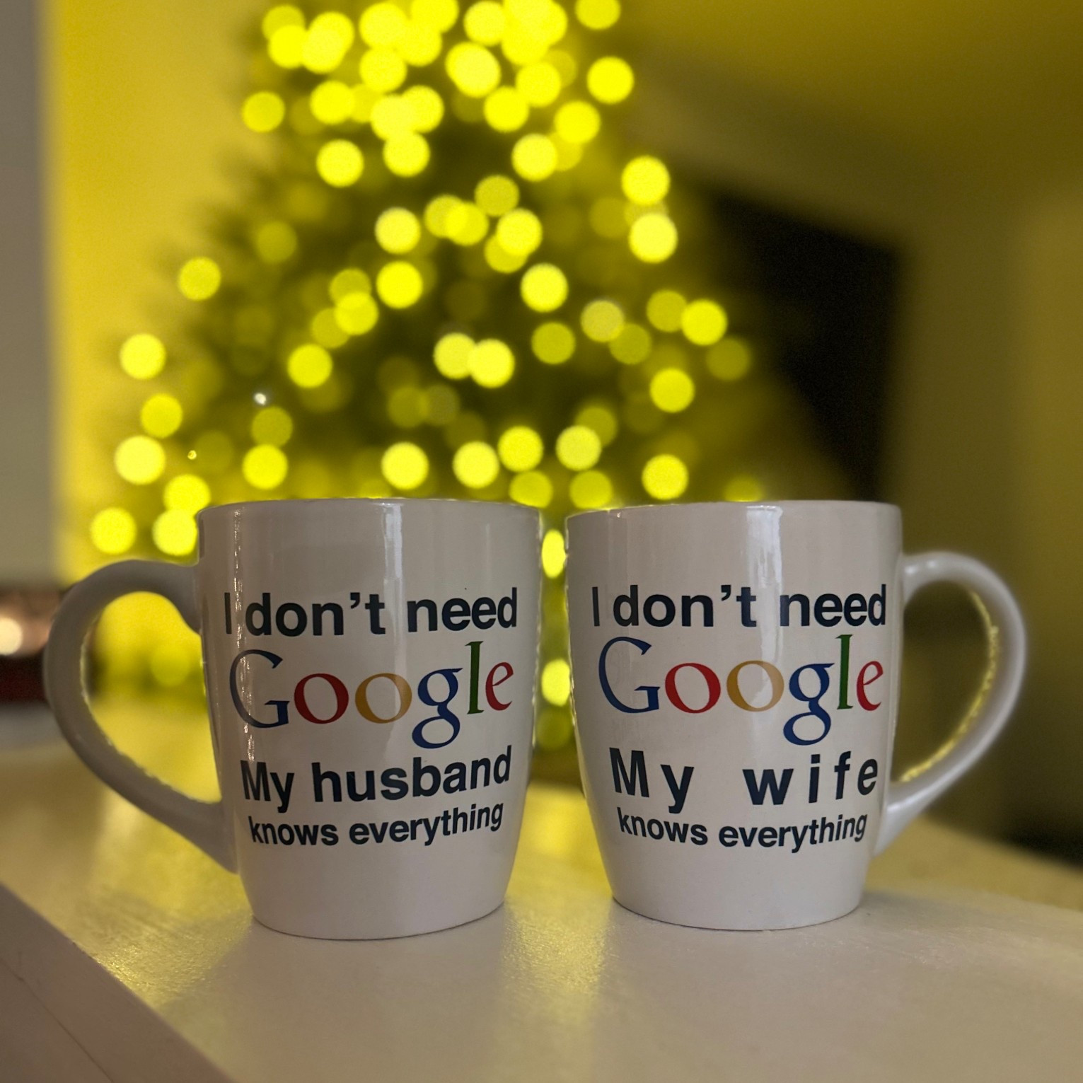 Add a little couples humor to your mornings with these matching coffee mugs.
“I don’t need Google my Wife/ husband know everything”.



#LTKGiftGuide #LTKmorningroutine #LTKHoliday