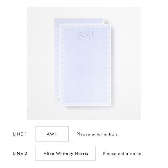 Scalloped Personalized Stationery Notepads, Set of 2 | Mark and Graham