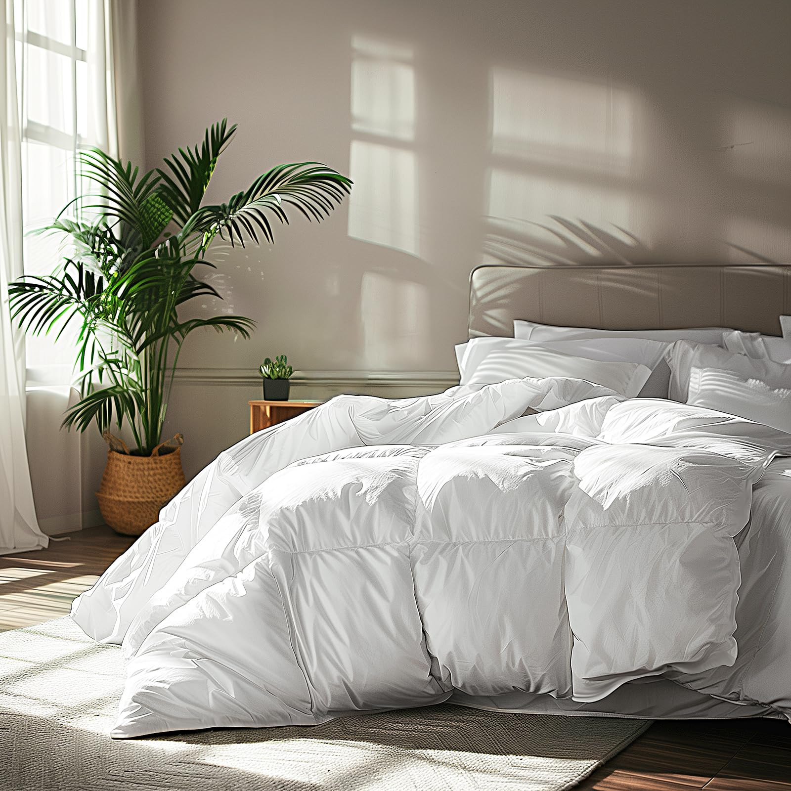 Serta Goose Feather Down Fiber Cotton Comforter Queen Size - 100% Cotton Duvet Insert - Hotel Lux... | Amazon (US)