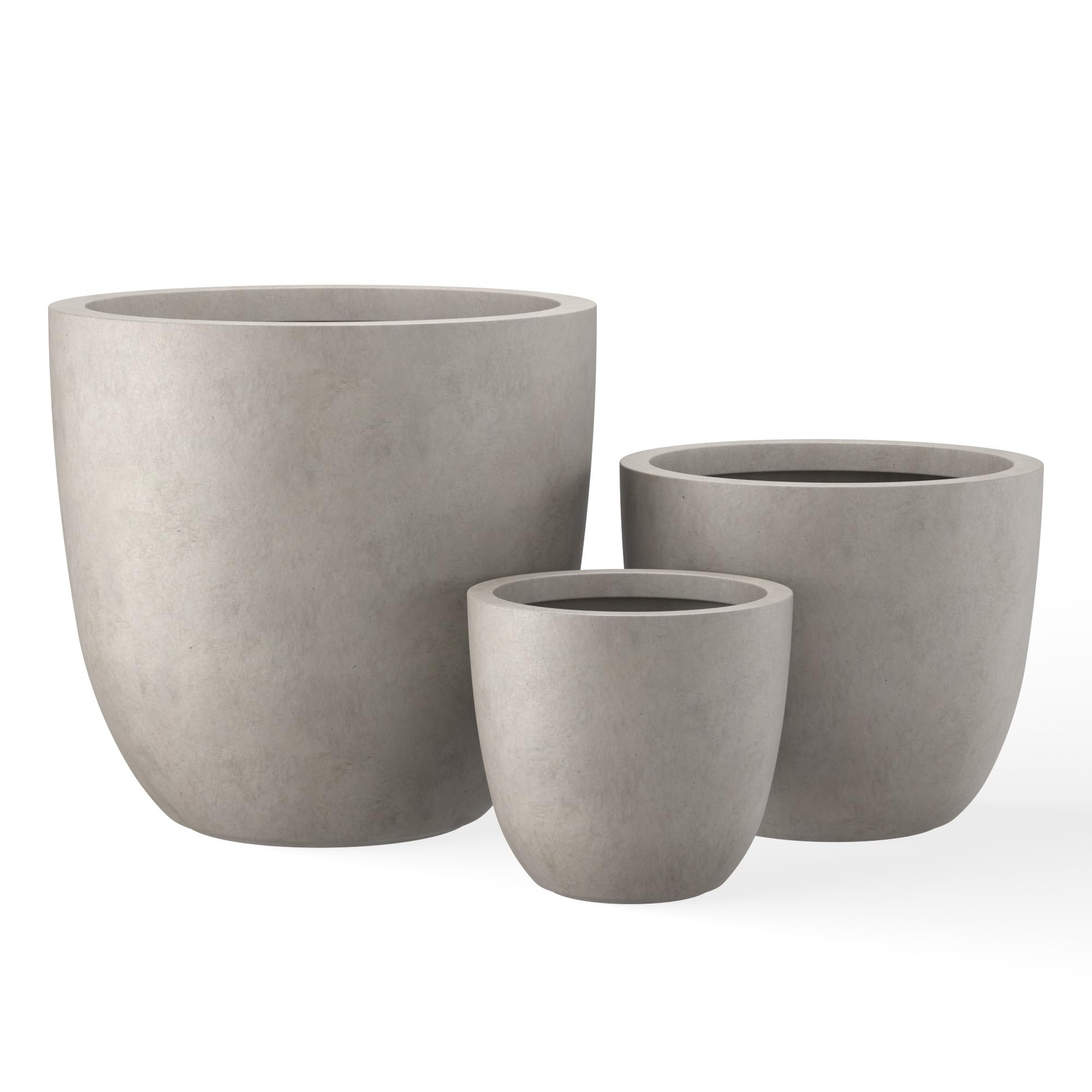 Kante 18",14",10" Dia Concrete Round Planters (Set of 3), Outdoor Indoor Large Planter Pots with ... | Amazon (US)