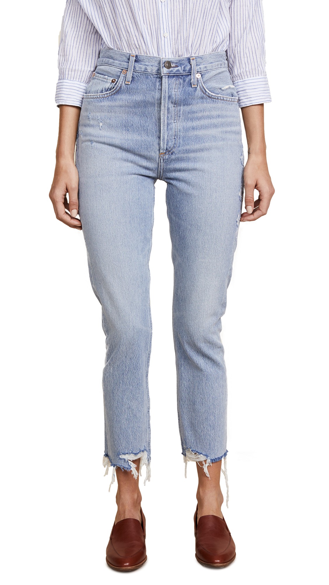 AGOLDE Riley High Rise Straight Crop Jeans | Shopbop