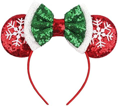 SETHOUS 4 PCS Halloween Mouse Ears Headbands Glitter Mouse Ears Bow Headband Christmas Tree Headb... | Amazon (US)