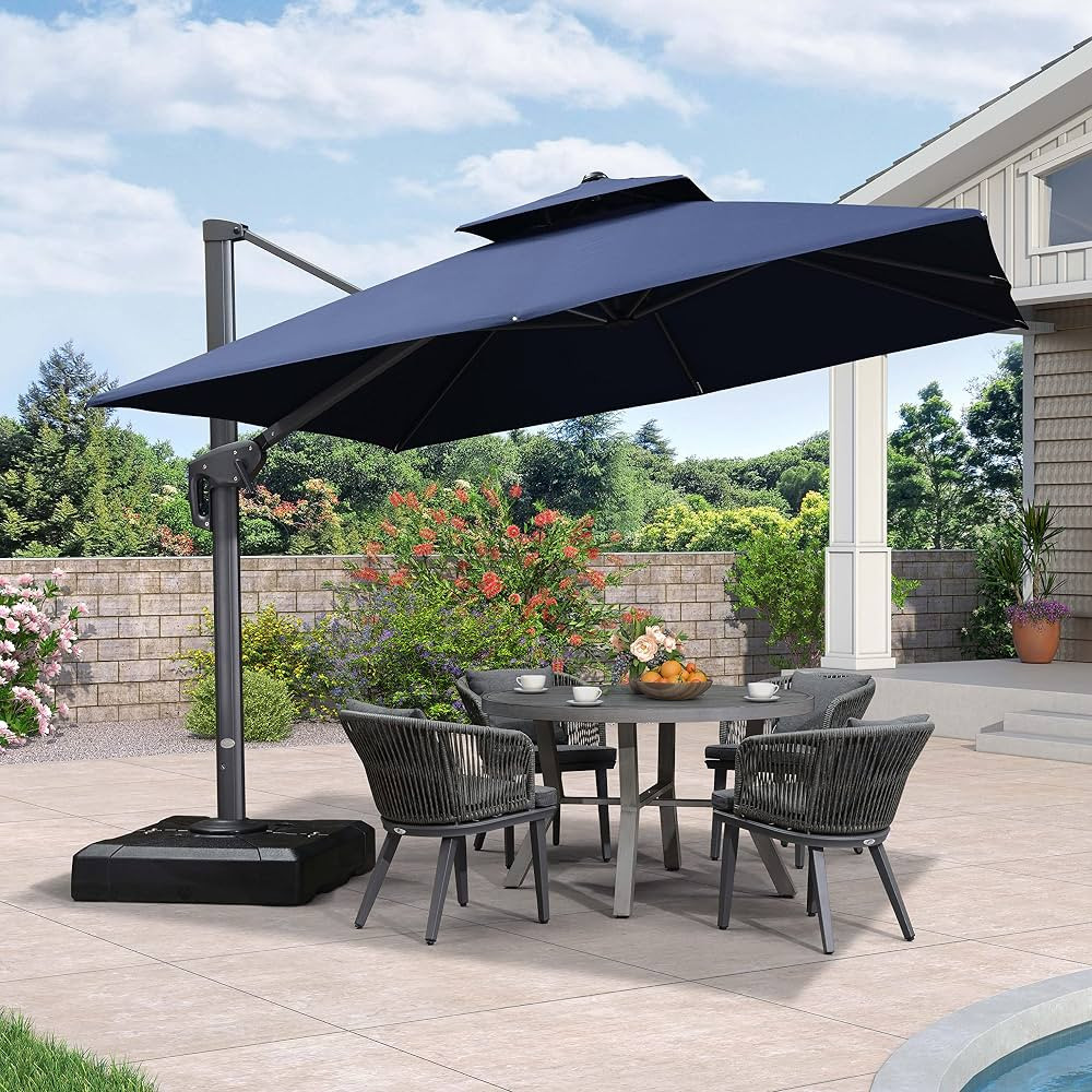 PURPLE LEAF 10FT Cantilever Outdoor Umbrellas Large Patio Umbrella Hanging Double Top Square Offs... | Amazon (US)