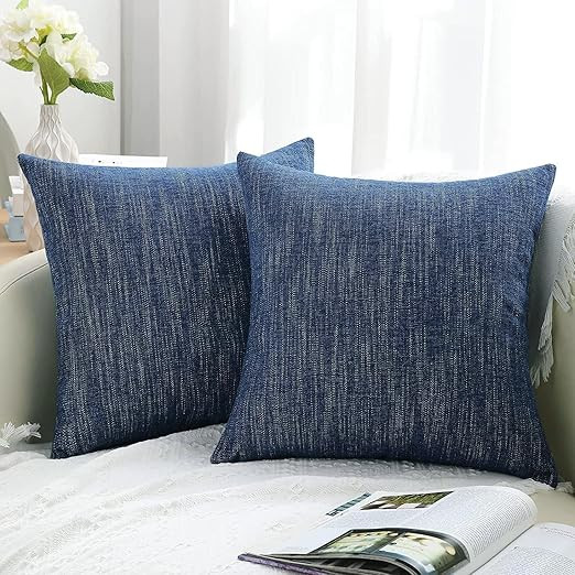 decorUhome Decorative Throw Pillow Covers 18x18 Set of 2, Farmhouse Chenille Pillow Covers, Squar... | Amazon (US)