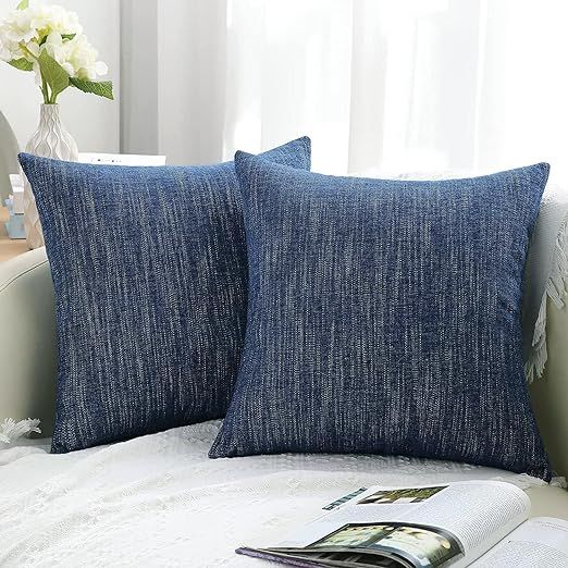 decorUhome Decorative Throw Pillow Covers 18x18 Set of 2, Farmhouse Chenille Pillow Covers, Squar... | Amazon (US)