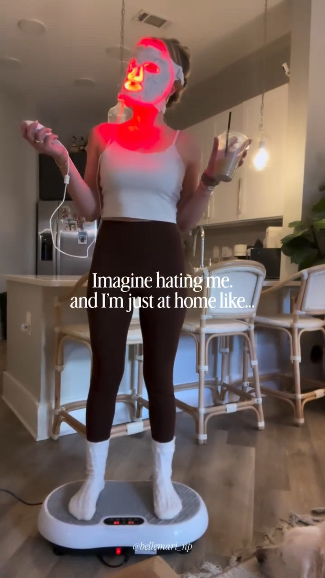 Imagine hating me and I’m just…
✨ on my vibration plate
☕️ sipping an iced vanilla latte from my fave local spot
🔴 wearing my red light mask
🧘🏼‍♀️ alone & unbothered, on a Saturday morning

This is your sign that low-stress, high-benefit habits don’t have to be complicated or aesthetic-gatekept. I’m big on small daily wellness upgrades that actually support energy, skin health, circulation, lymphatic drainage, muscle recovery, and overall glow (inside + out).

If you’re curious about:
• the at home medical-grade red light therapy I recommend to all my patients 
• the vibration plate I swear by (and why it’s not just a fitness trend)
• my favorite Lulu-d*u*pe leggings that are legit half the price but just as luxurious 

👉 comment ⭐️ and I’ll DM you direct links + a breakdown of the benefits for each one.

Because protecting your peace + your skin + your body is the real flex.

#wellnessroutine #redlighttherapy #selfcarehabits #aestheticlifestyle #weekendrituals

#LTKselfcare #LTKdayinmylife #LTKBeauty