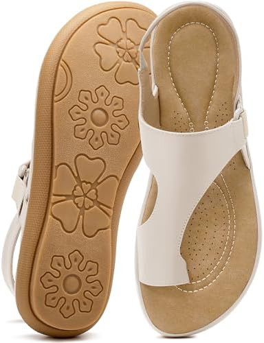 Flat Sandals for Women Dressy: Comfortable Orthopedic Summer Beach Sandal Adjustable Ankle Strap ... | Amazon (US)