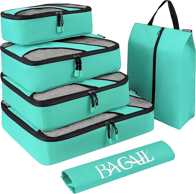 BAGAIL 6 Set Packing Cubes,Travel Luggage Packing Organizers with Laundry Bag | Amazon (US)