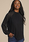 Mock Neck Long Sheer Sleeve Blouse | Maurices