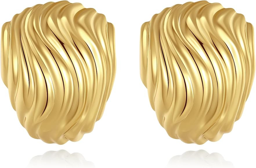 Anten Pink Big Chunky Gold Earrings for Women Trendy Statement Drop Stud, Hypoallergenic Vintage ... | Amazon (US)