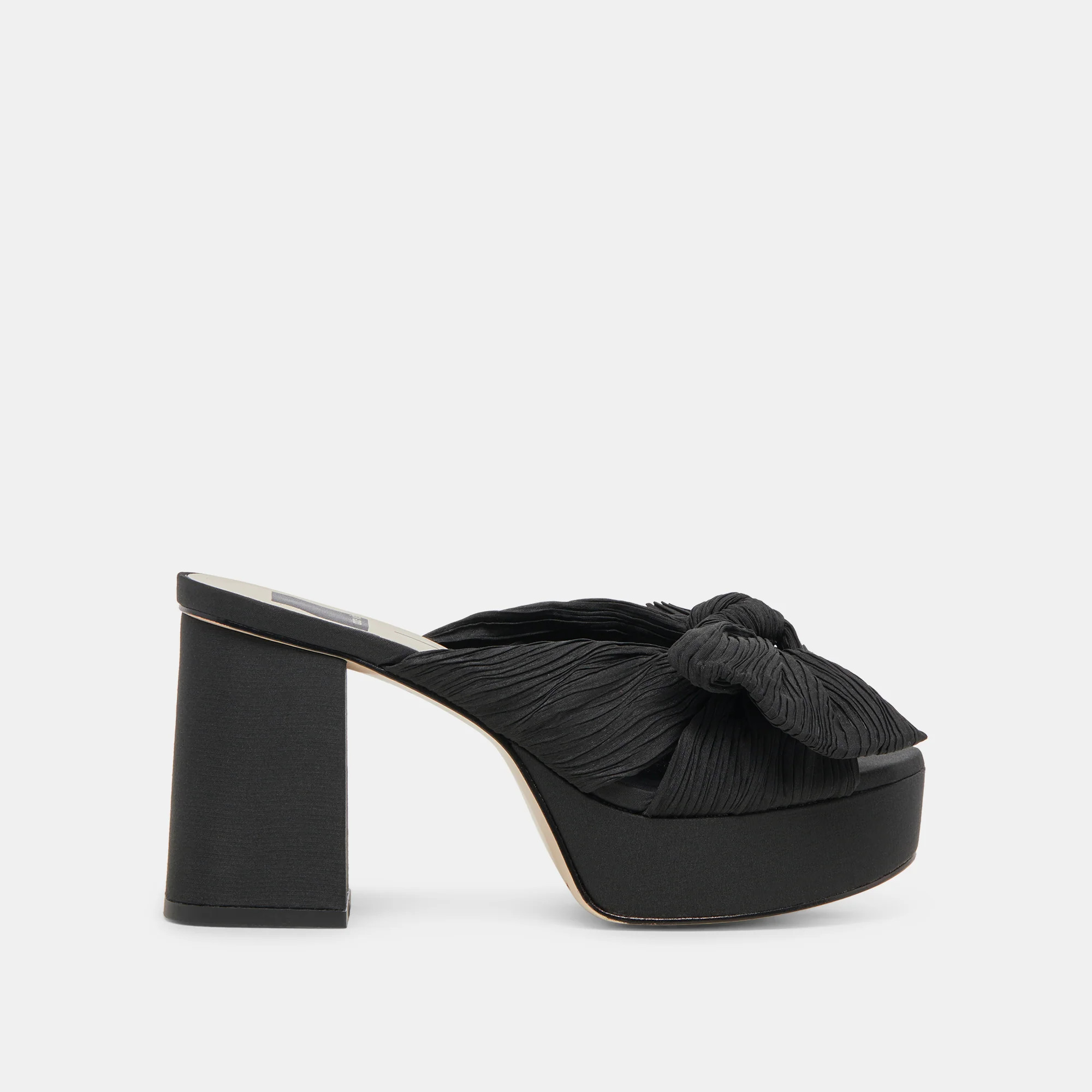 BLARE HEELS ONYX SATIN | DolceVita.com