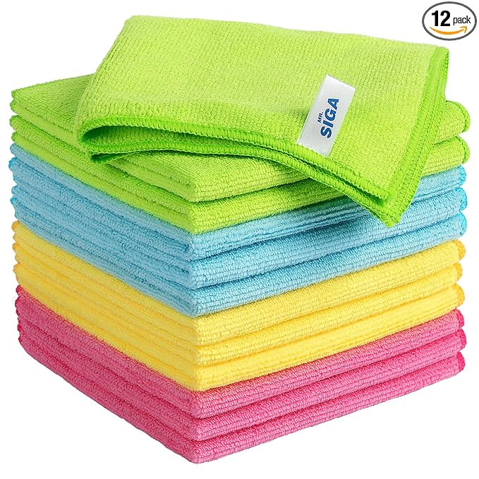 MR.SIGA Microfiber Cleaning Cloth,Pack of 12,Size:12.6" x 12.6" | Amazon (US)