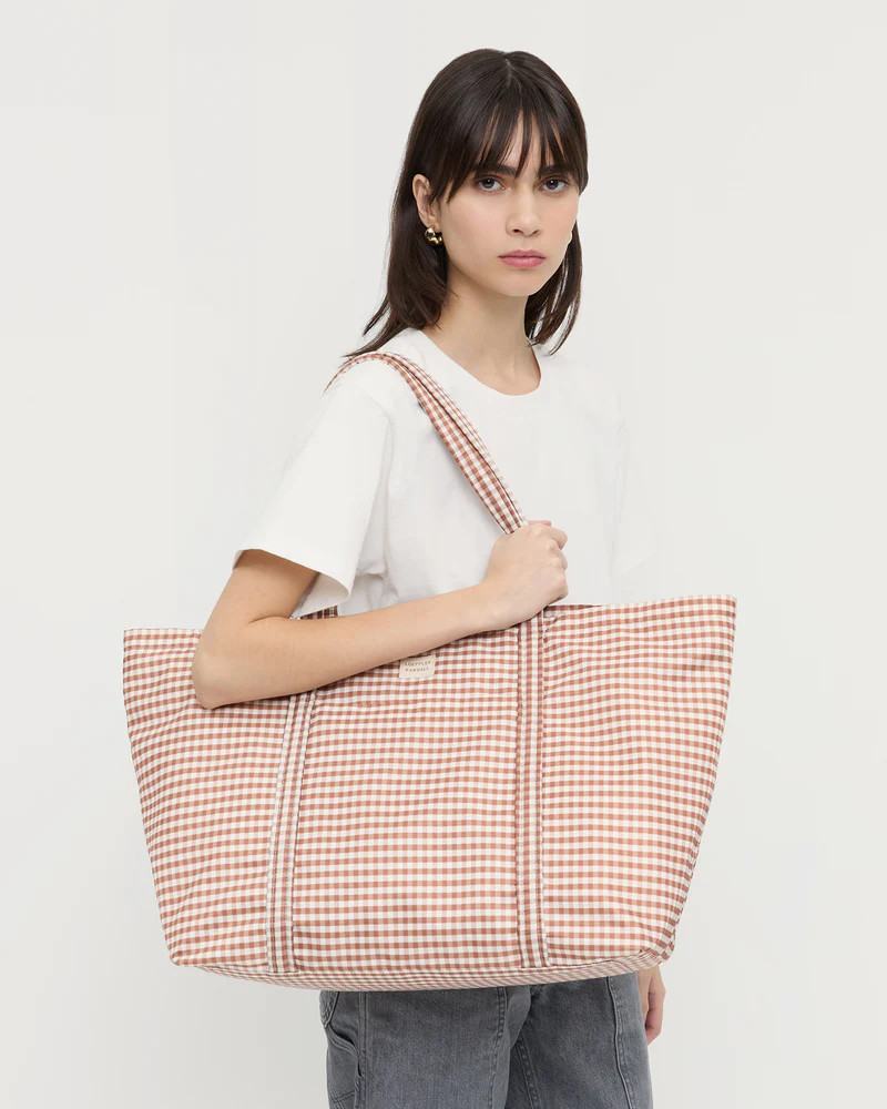 Dina Brown/Black Check Travel Tote | Loeffler Randall
