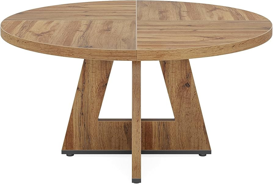 Tribesigns Round Dining Table for 4, 47 Inch Retro Brown Kitchen Table Large Dinner Table Farmhou... | Amazon (US)