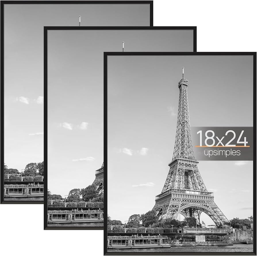 upsimples 18x24 Picture Frame Black 3 Pack, Scratch-Proof Poster Frames 18 x 24 for Photo Gallery... | Amazon (US)