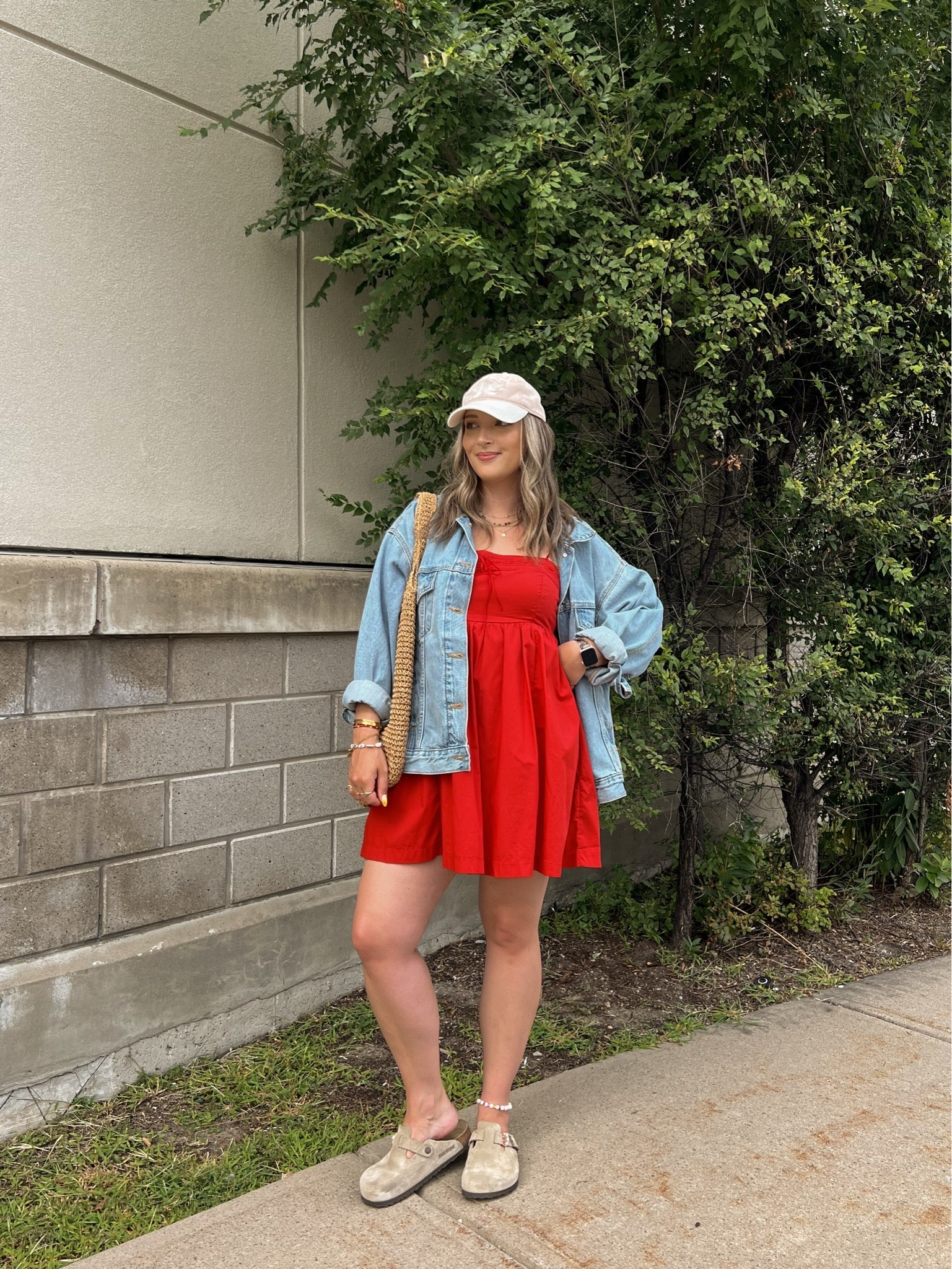 Easy summer to fall transition outfit! Wearing my usual size L in the dress (has built in shorts and pockets!), sized up to XL in the denim jacket for an oversized fit. I’m a 9.5-10 shoe and wear a 40 in the Birkenstock clogs

#LTKdresses #LTKsale #LTKmidsize