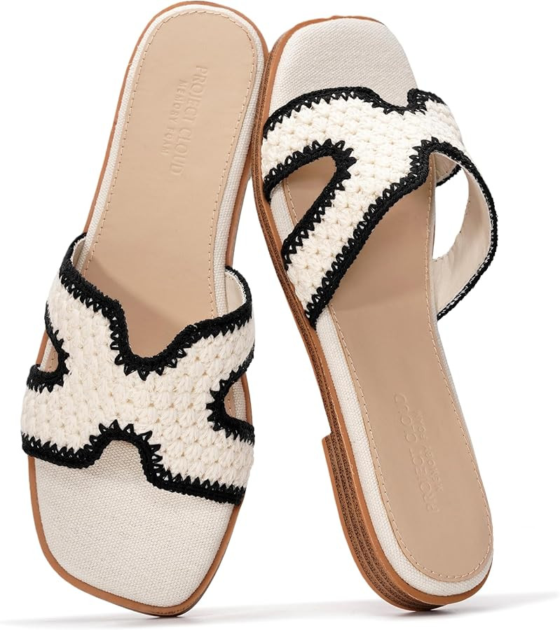 Project Cloud 100% Genuine Leather Sandals for Women 2026 - Fashion Flat Womens Sandals with Memo... | Amazon (US)