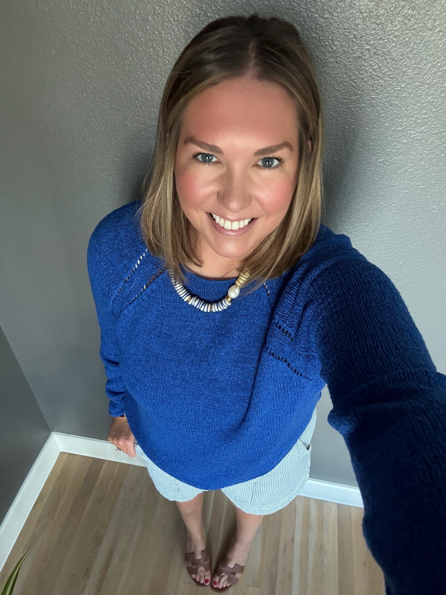 Might be my last wear of shorts for this year. Our weather is starting to cool off. I love the color of this sweater so much. Added a necklace to match and was easy to wear  

#LTKMidsize #LTKStyleTip #LTKFindsUnder50