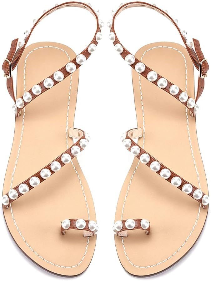 Monrovia Women's Gladiator Bohemia Flip Flops Summer Beach Flat Sandals | Amazon (US)