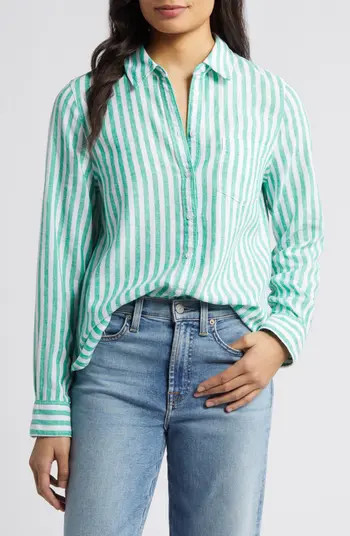 Linen Blend Button-Up Shirt | Nordstrom