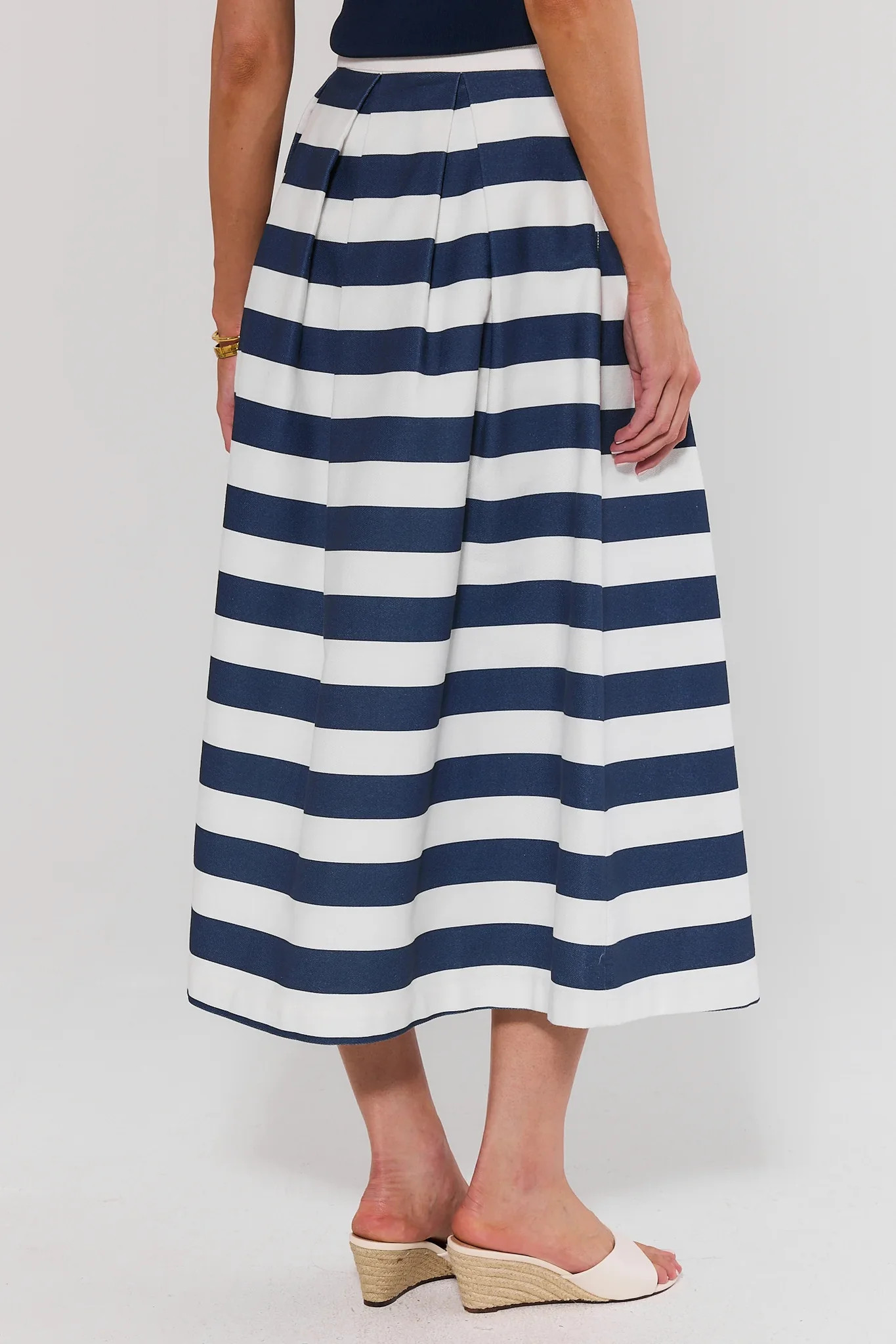 Navy Striped Maxi Skirt | Avara
