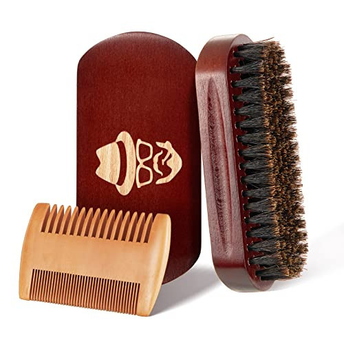 Beard Brush, 100% Boar Bristle Natural Black Walnut Wood Beard Comb Hair Mustache Shaving Brush Facial Hair Brush | Amazon (US)