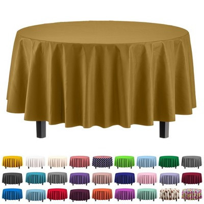 Crown Display Premium Quality Plastic Tablecloth 84 Inch. Round- Gold- 6 Packs | Target