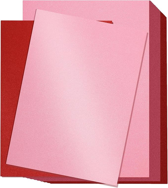 Colarr 120 Sheets Valentine's Day Shimmer Cardstock 8.5 x 11" Double Sided Red and Pink Thick Pap... | Amazon (US)