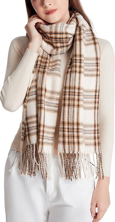 Wander Agio Women's Fashion Long Shawl Big Grid Winter Warm Lattice Large Scarf | Amazon (US)